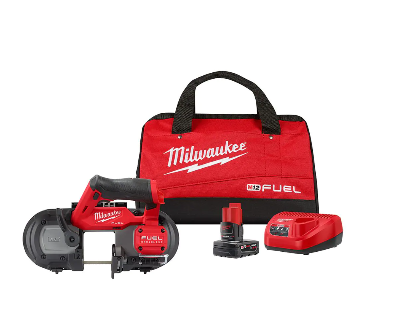 Milwaukee Band Saw 2529-21XC M12 FUEL 12V Lithium-Ion Cordless Compact XC Kit with One 4.0 Ah Battery. Charger and Bag