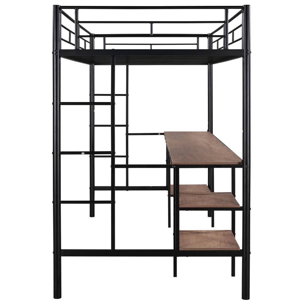 Seafuloy  Black Loft Bed with Table