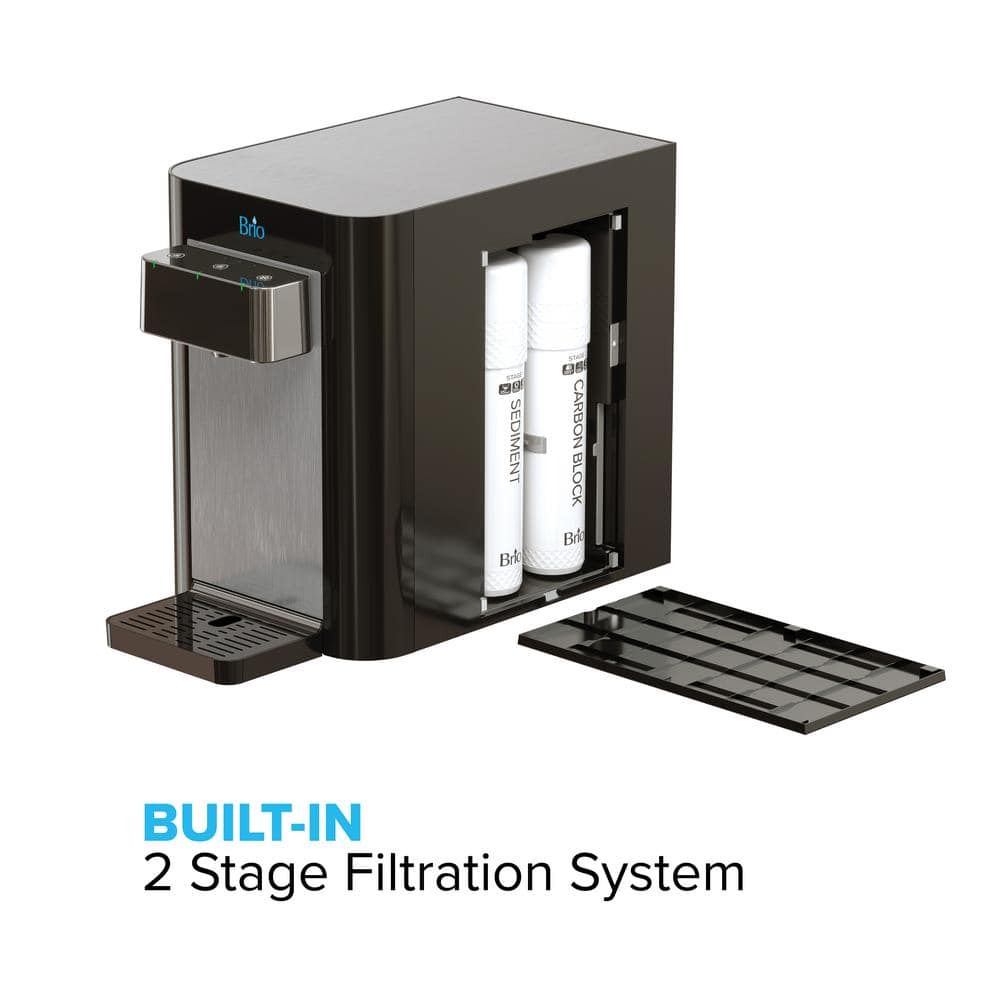 Brio CLCTPOU620UVF2 Tri-Temp 2-Stage Countertop Point of Use Water Cooler with UV Self-Cleaning