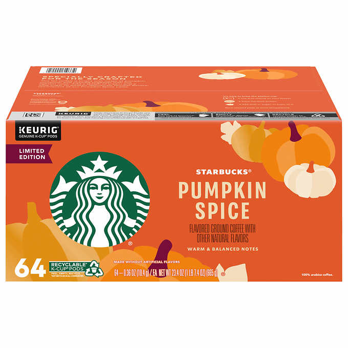 Starbucks Pumpkin Spice Flavored Coffee K-Cup Pods 64 count