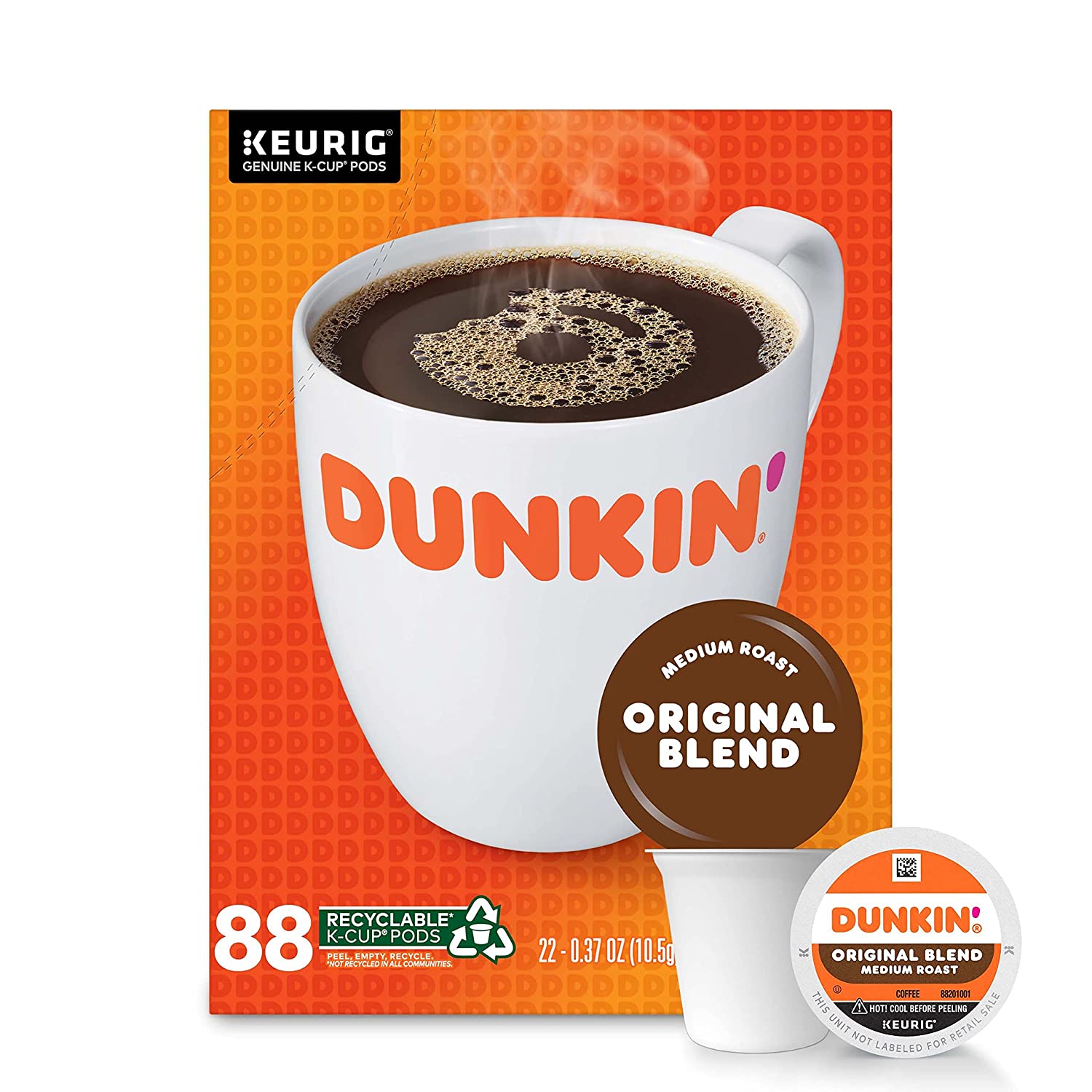Dunkin- Original Blend Medium Roast Coffee. 60 Keurig K-Cup Pods