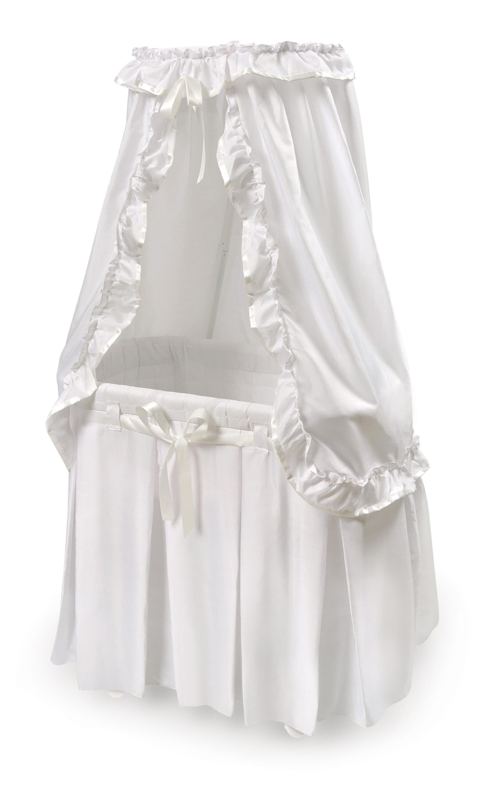 Badger Basket Majesty Baby Bassinet with Canopy - White Bedding