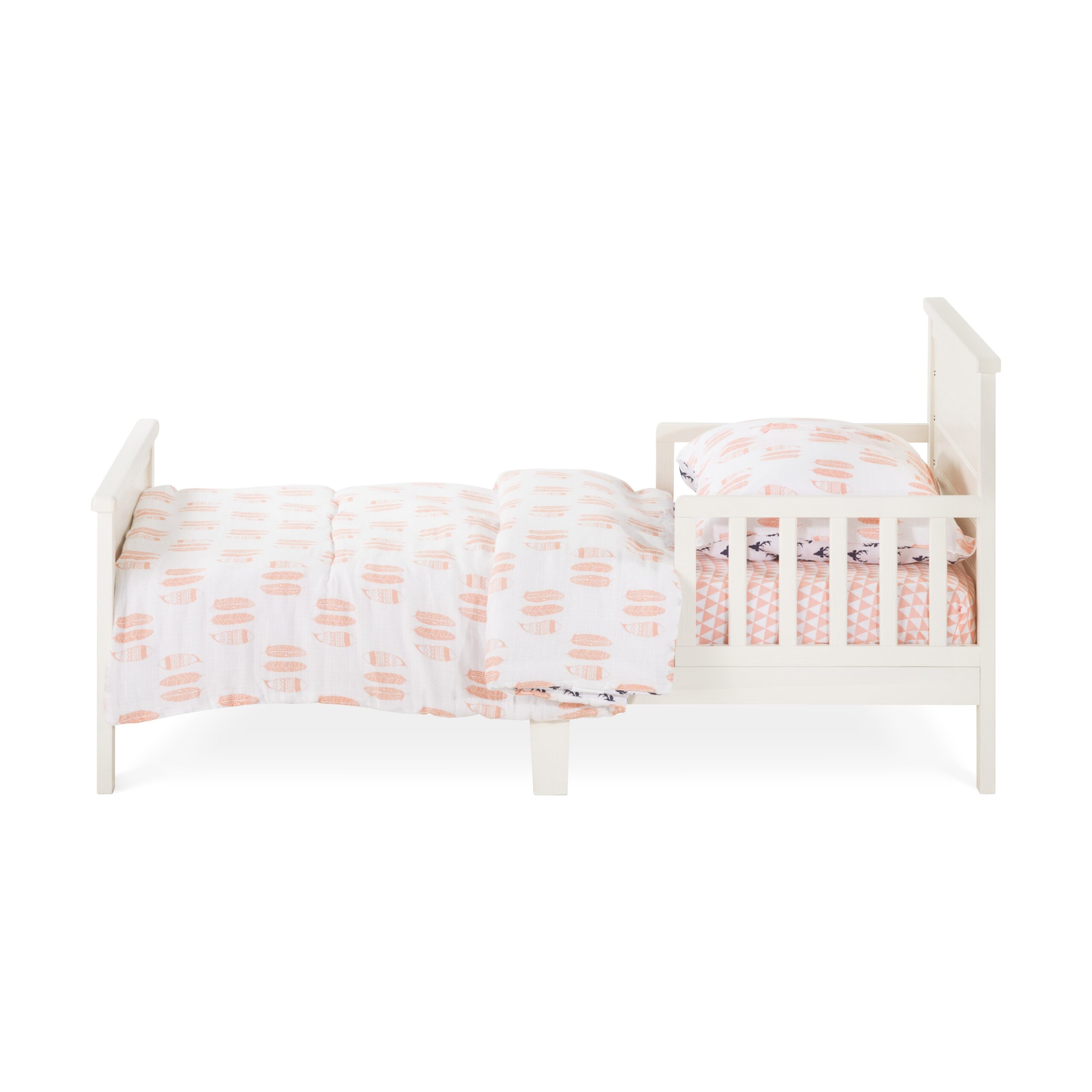 Forever Eclectic Woodland Toddler Bed with Rails. Brushed Cotton