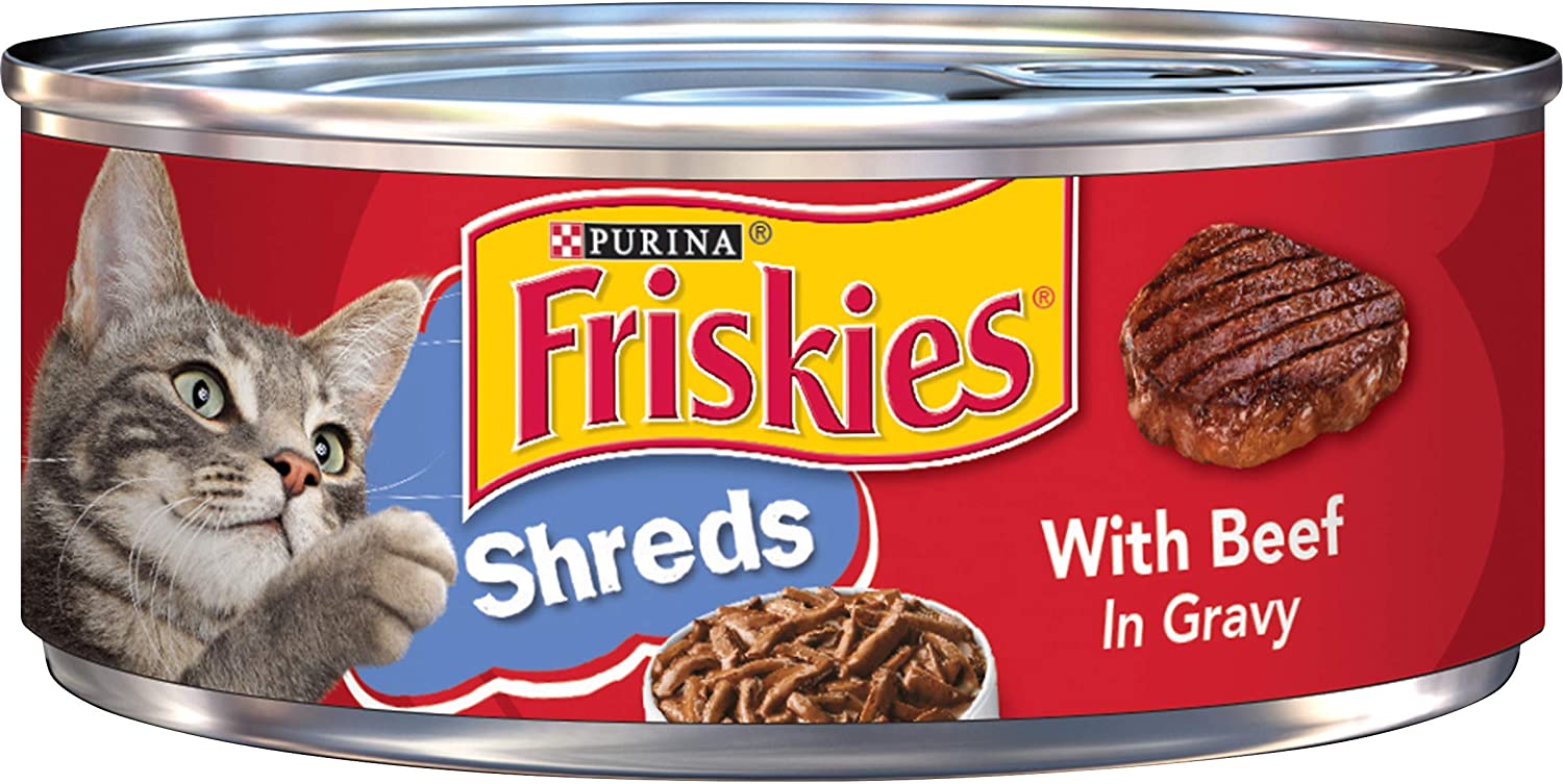 Purina Friskies Gravy Wet Cat Food. Shreds With Beef in Gravy - (24) 5.5 oz. Cans