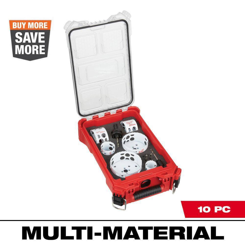 Milwaukee 1004118480 Hole Dozer Bi-Metal General Purpose Hole Saw Set with PACKOUT Compact Organizer (10-Piece)
