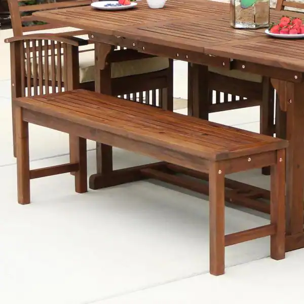 Walker Edison Furniture Company Boardwalk Dark Brown Acacia Wood Outdoor Bench