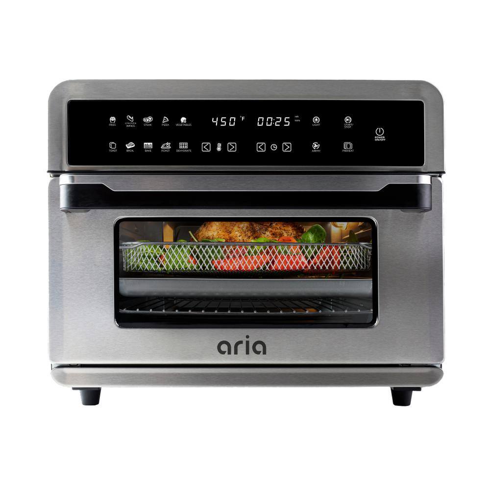 ARIA  All-in-1 Premium 30 Qt. Stainless Steel Touchscreen Air Fryer Toaster Oven with Recipe Book