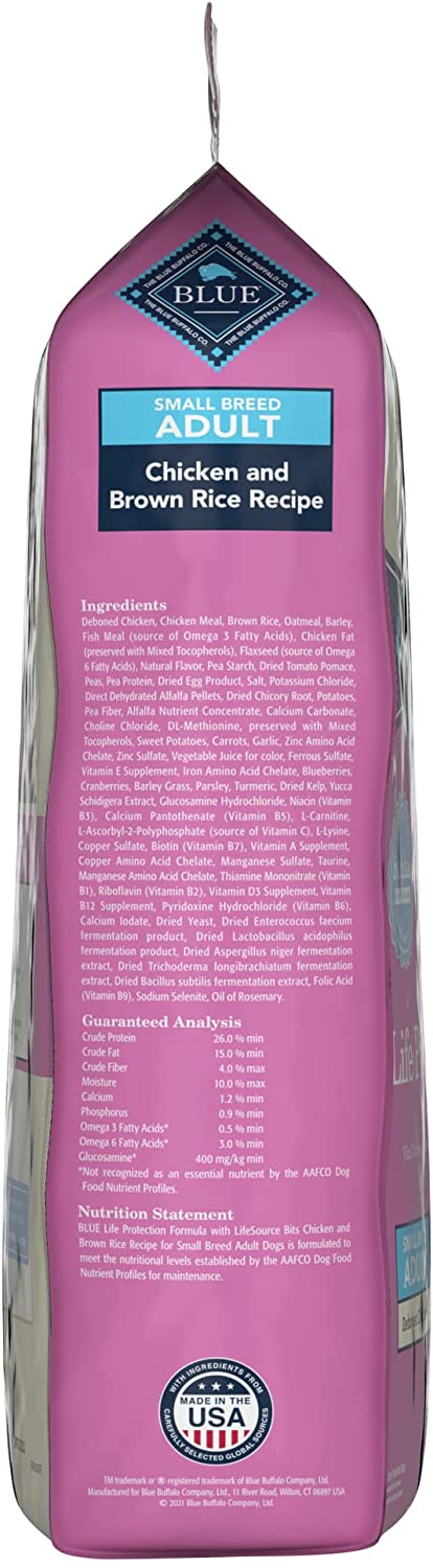 Blue Buffalo Life Protection Formula Natural Adult Small Breed Dry Dog Food. Chicken & Brown Rice