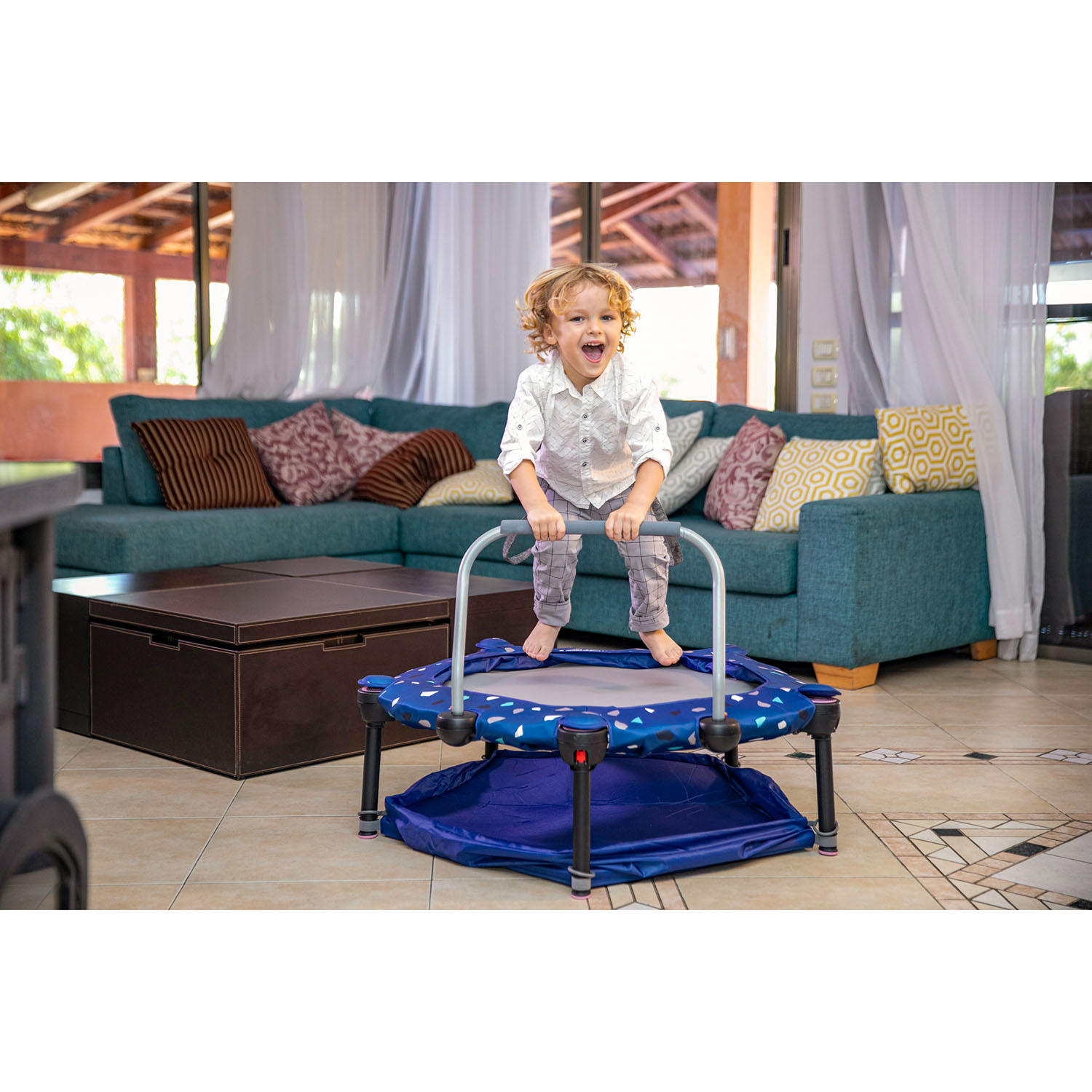 Okiedog 3-in-1 Multifunctional Folding Trampoline - Blue Stone