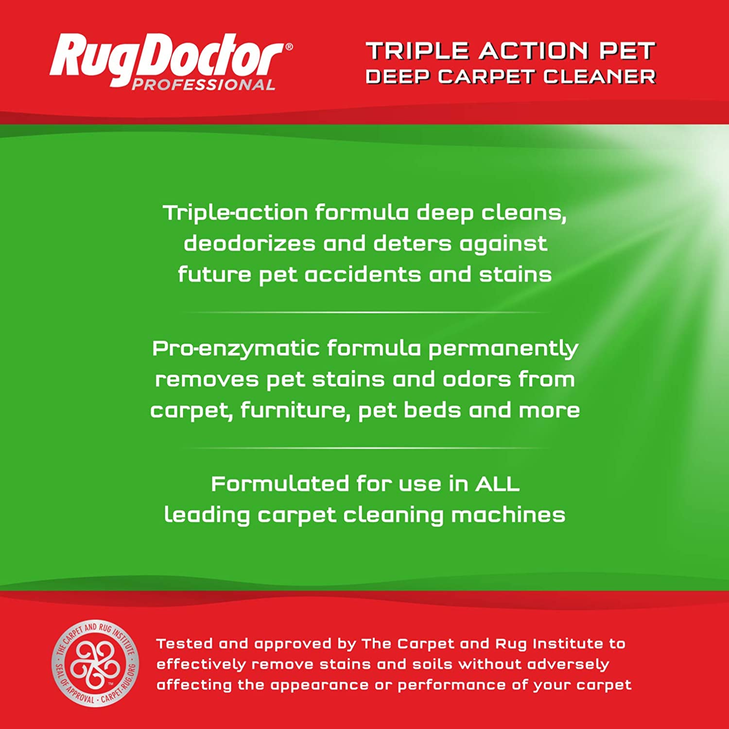 Rug Doctor Triple Action Deep Carpet Cleaner For Pet Stains. 48 oz