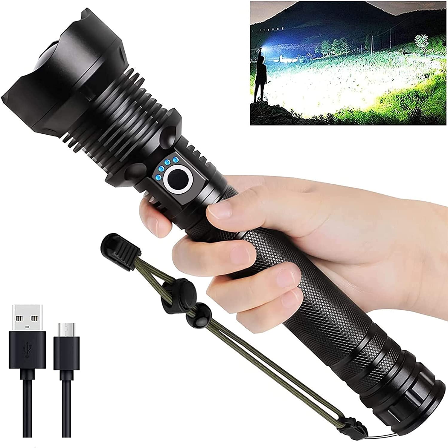 Lylting Rechargeable LED Flashlights High Lumens. 90000 Lumens Super Bright Zoomable Waterproof Flashlight