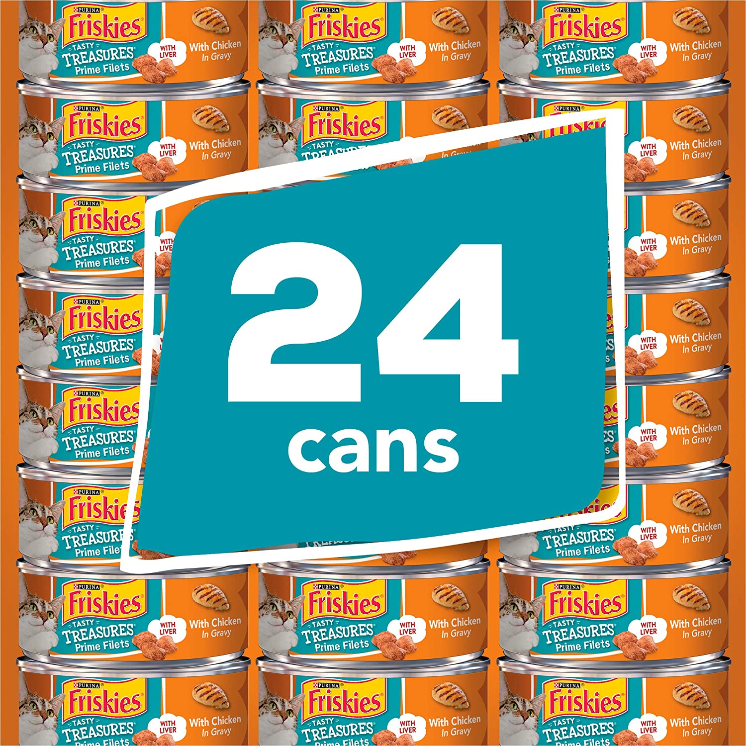 Purina Friskies Gravy Wet Cat Food Tasty Treasures With Chicken and Liver - (24) 5.5 oz. Cans