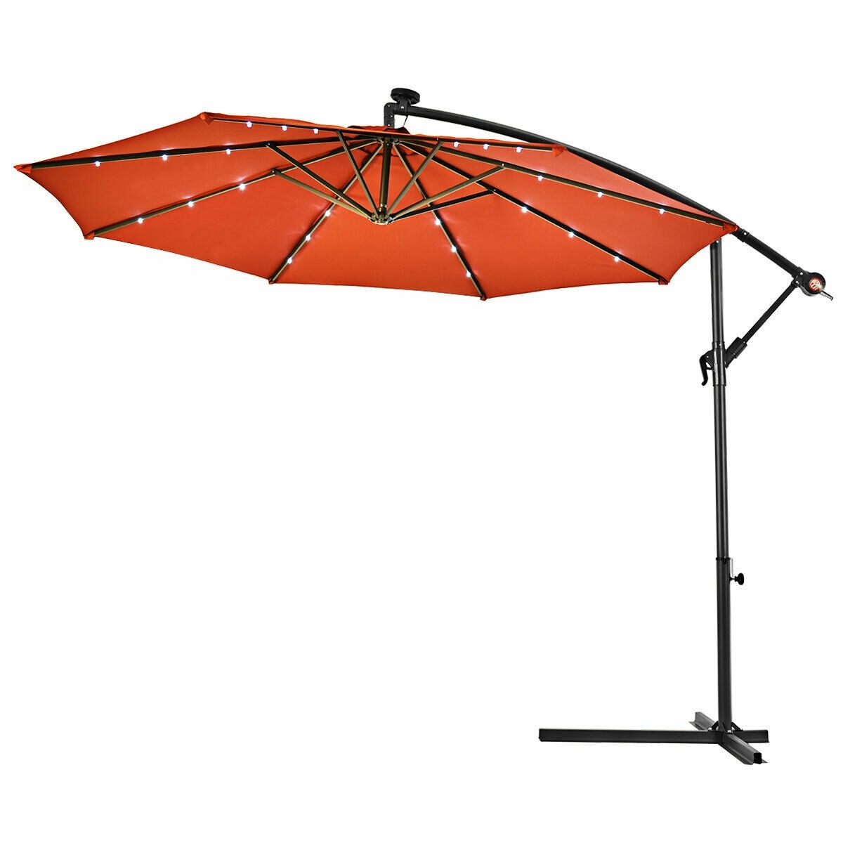 Clihome 10-ft 180g Water-proof Polyester Solar Powered Crank Cantilever Patio Umbrella
