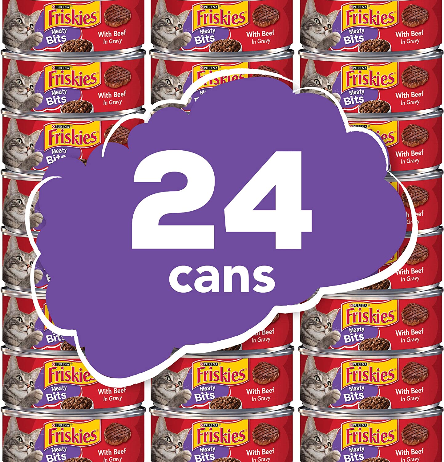Purina Friskies Gravy Wet Cat Food Meaty Bits With Beef in Gravy - (24) 5.5 oz. Cans