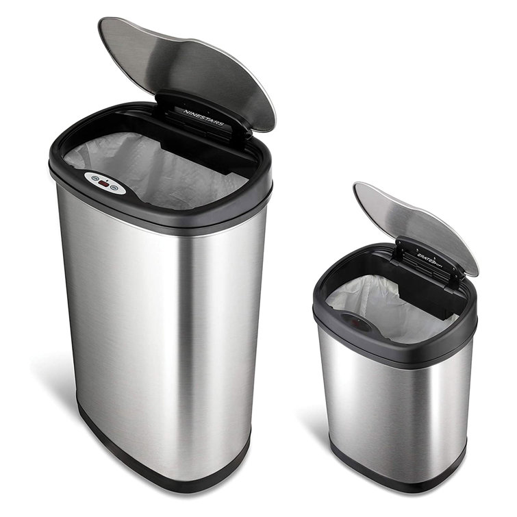 Stainless Steel Motion Sensor Trash Can Set