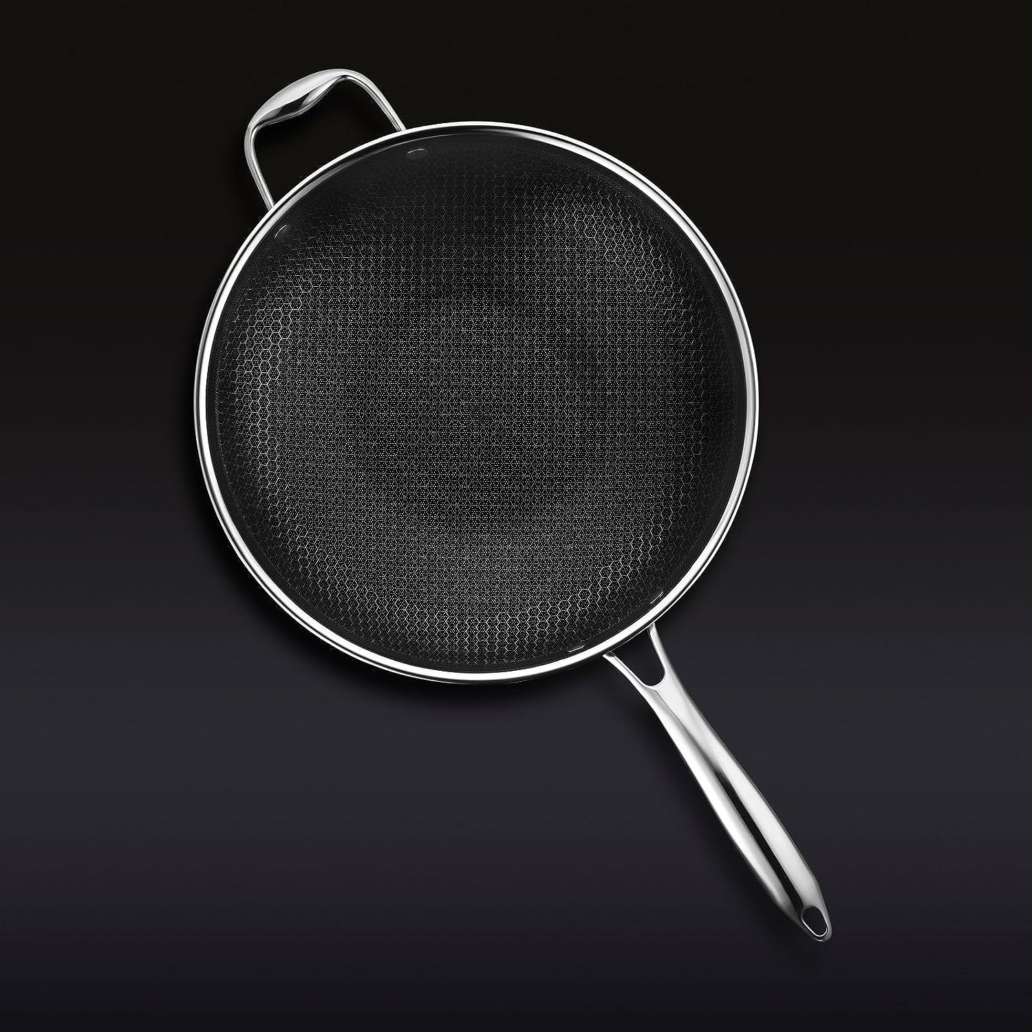 HexClad 12 Inch Hybrid Nonstick Wok. Dishwasher and Oven Friendly. Compatible with All Cooktops