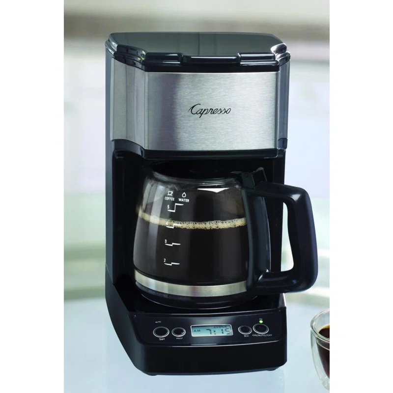 Capresso 5-Cup Mini Drip Coffee Maker. Black and Stainless Steel