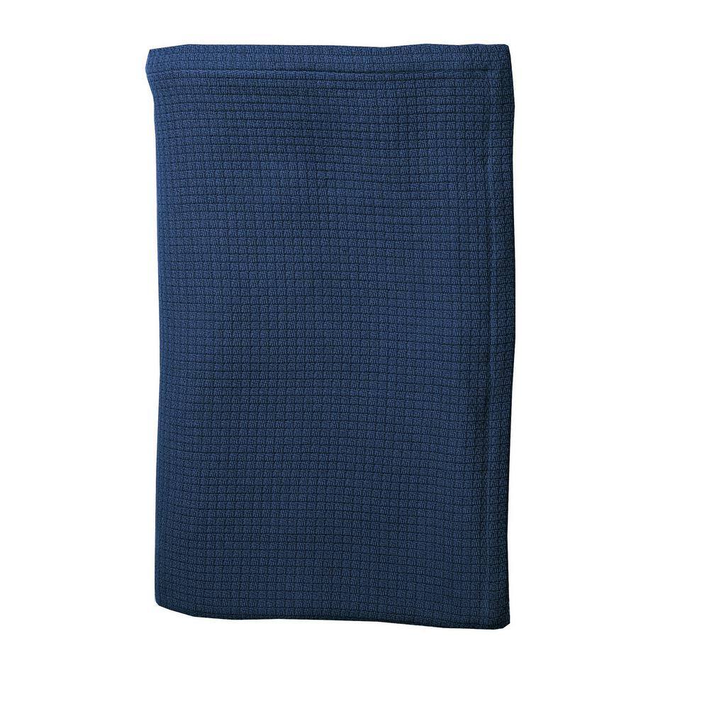 The Company Store  Cotton Weave True Navy Solid Woven Throw Blanket - True Navy