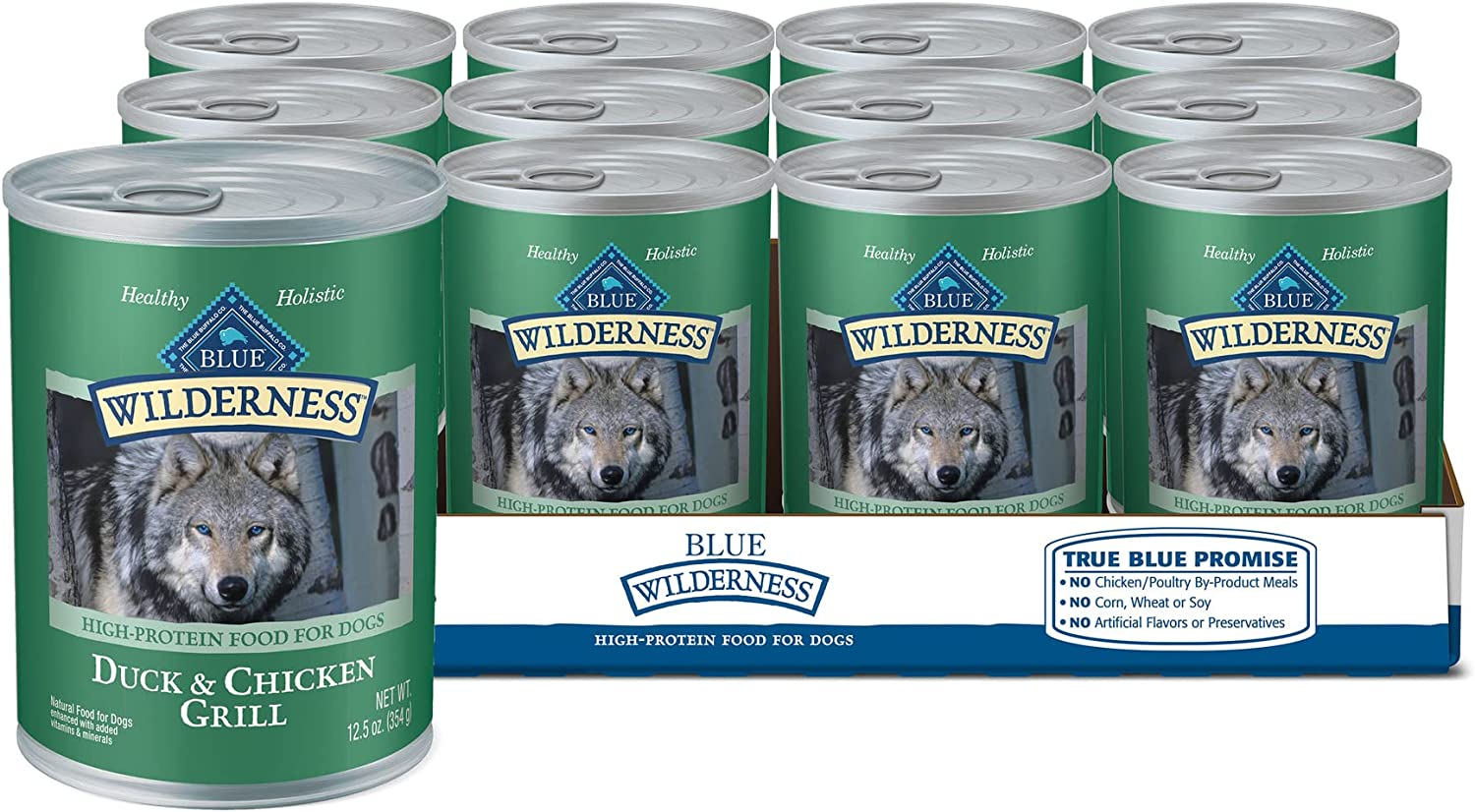Blue Buffalo Blue Wilderness Duck & Chicken Grill Canned Dog Food. 12.5 oz.. Case of 12