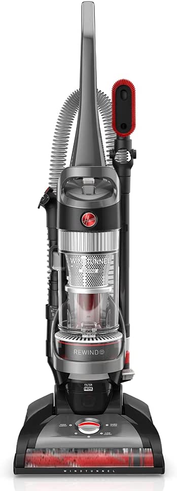 Hoover WindTunnel Whole House Rewind Corded Bagless Upright Vacuum Cleaner. For Carpet and Hard Floors. UH71350V. Black