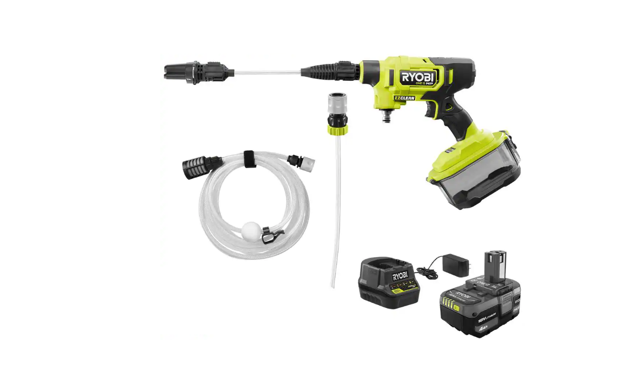 RYOBI RY121852KVNM ONE+ HP 18V Brushless EZClean 600 PSI 0.7 GPM Cordless Cold Water Power Cleaner with 4.0 Ah Battery and Charger