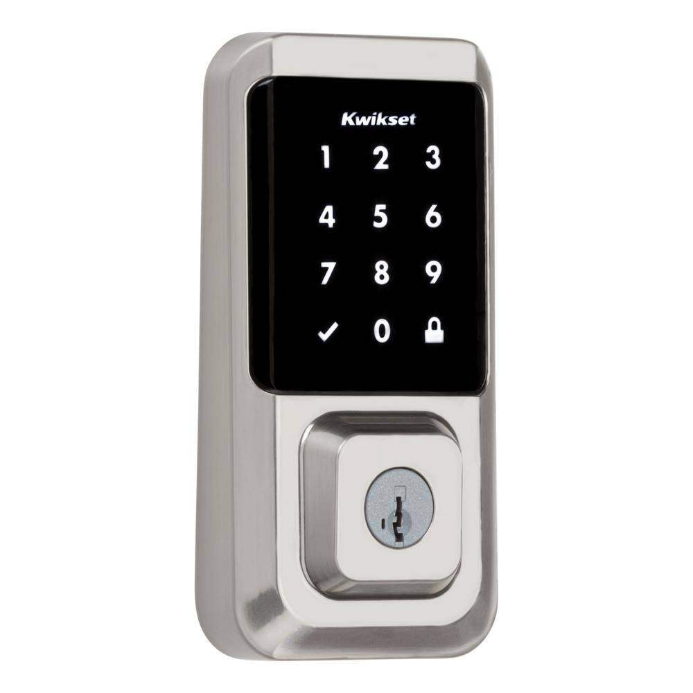 Kwikset 99390-001 HALO Satin Nickel Single-Cylinder Keypad Electronic Smart Lock Deadbolt Featuring SmartKey. Touchscreen and WiFi