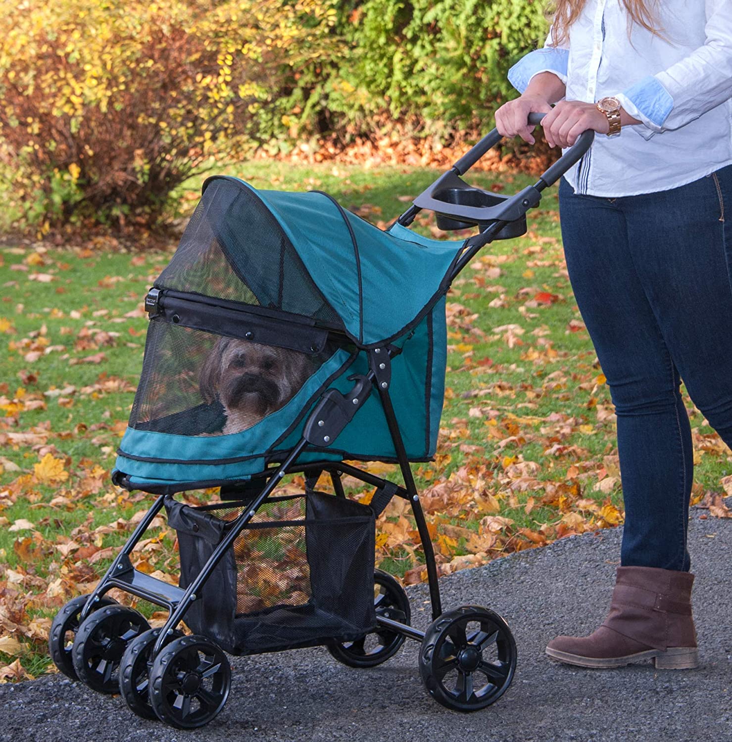 Pet Gear No-Zip Happy Trails Lite Pet Stroller. Pine Green