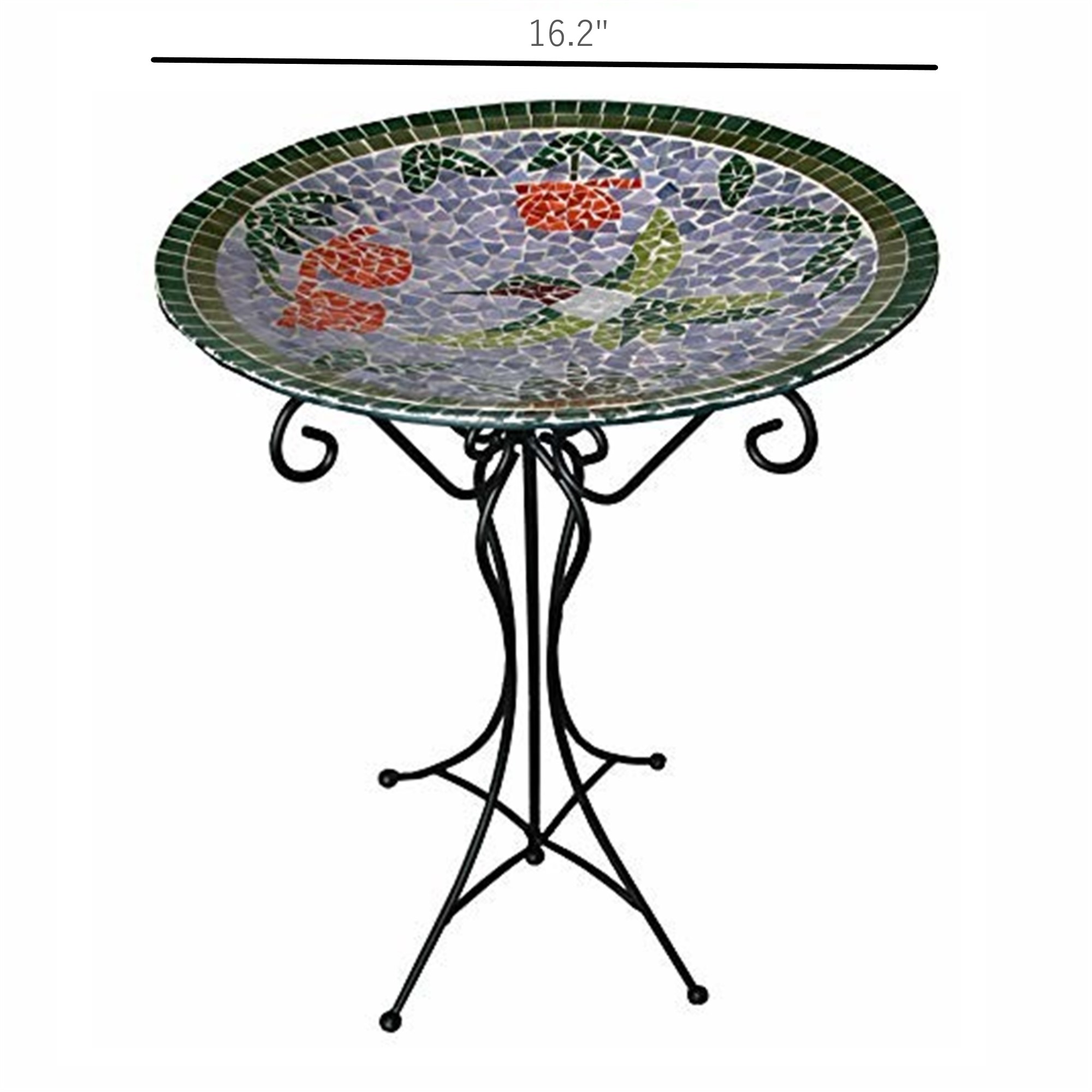 Gardener-s Select Mosaic Glass Bird Bath with Hummingbird Design