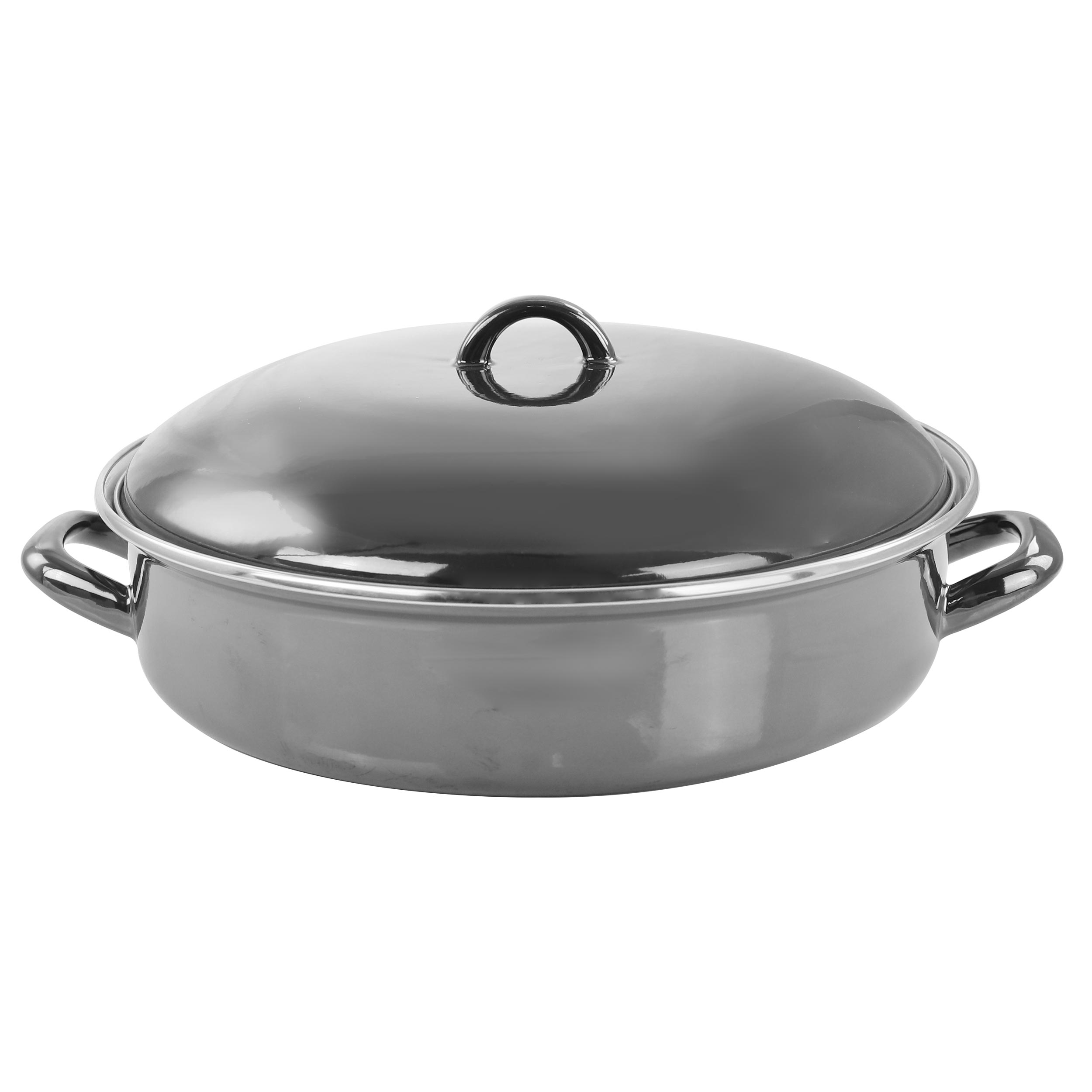 GBS 5 Quart Gray Enamel on Steel Braiser Pan with Lid