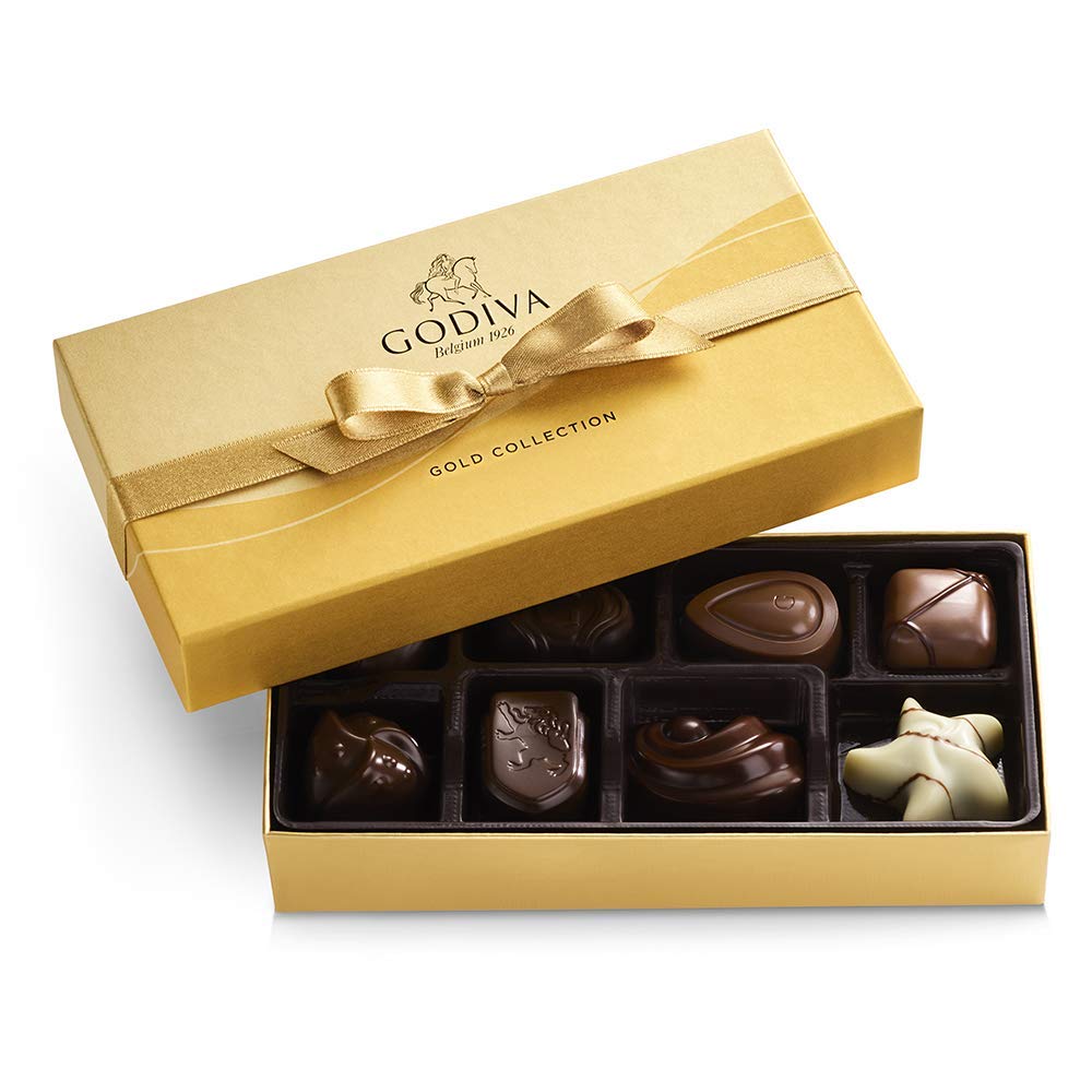 Godiva Chocolatier Assorted Chocolate Gold Gift Box. 8 Count