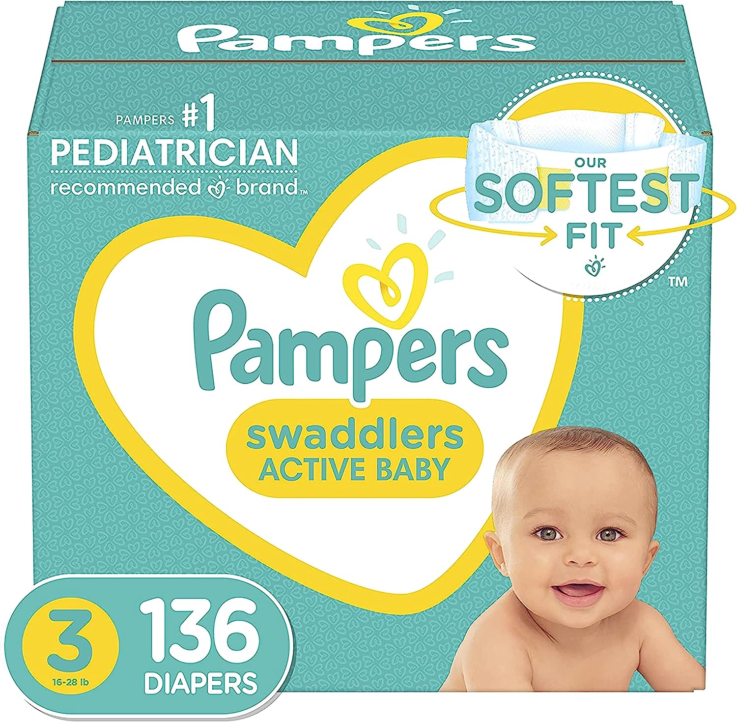 Pampers Swaddlers Active Baby Diaper Size 3 136 Count