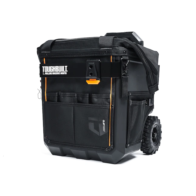 TOUGHBUILT TBL-CT-61-14 Massive Mouth Hard Bottom Large Black Polyester 14-in Zippered Rolling Tool Bag