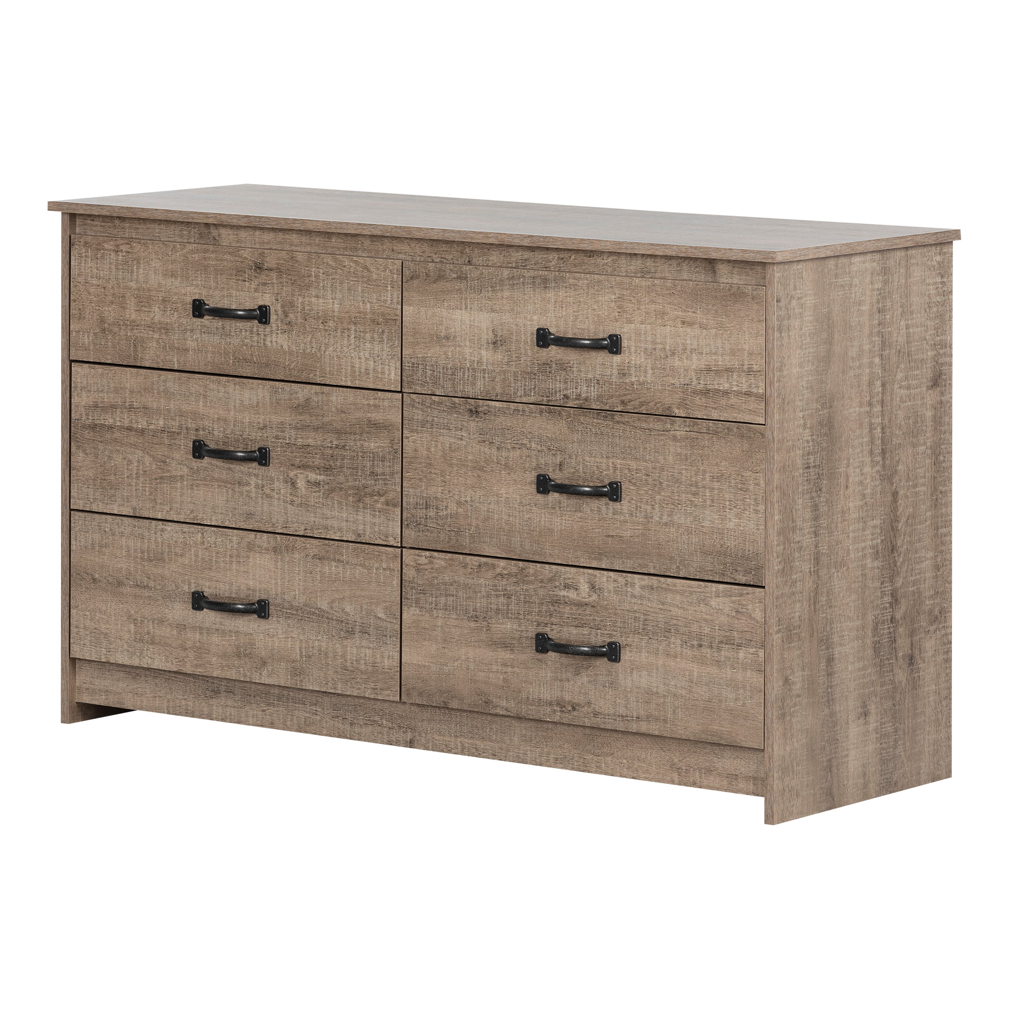 South Shore Tassio 6-Drawer Double Dresser. Weathered Oak