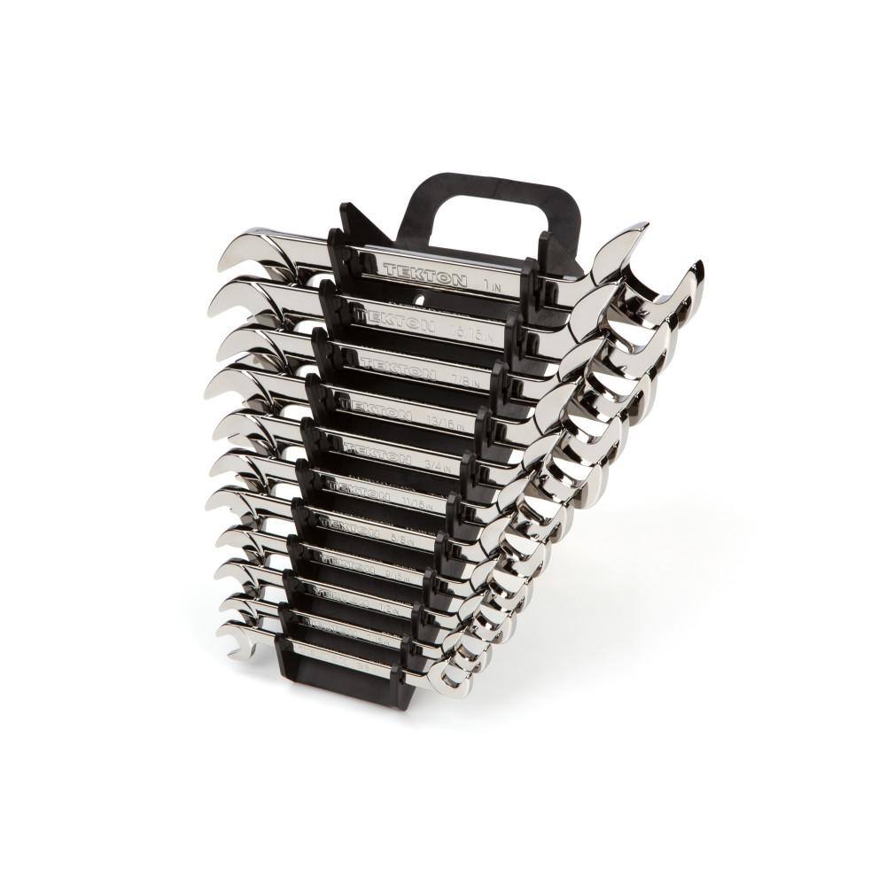 TEKTON WAE91102 3/8 in. to 1 in. Angle Head Open End Wrench Set Keeper (11-Piece)