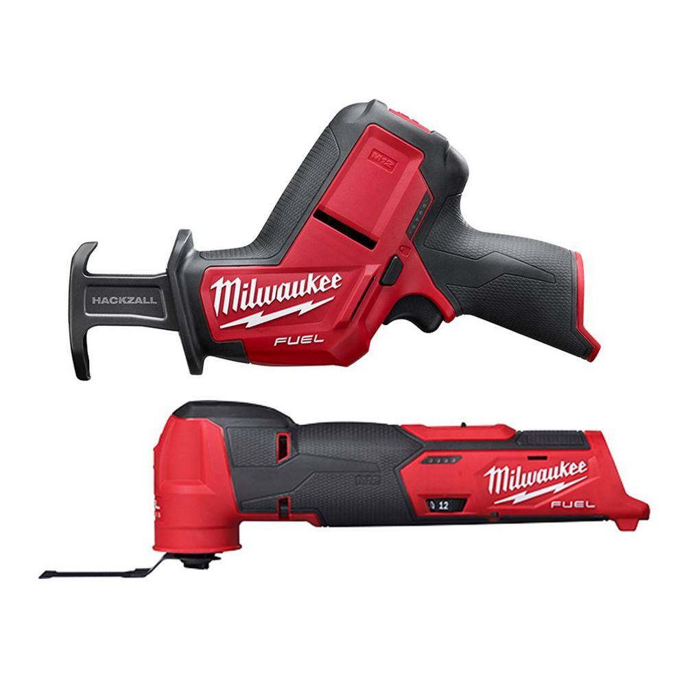 Milwaukee 2526-20-2520-20 M12 FUEL 12V Lithium-Ion Cordless Oscillating Multi-Tool and M12 FUEL HACKZALL Reciprocating Saw