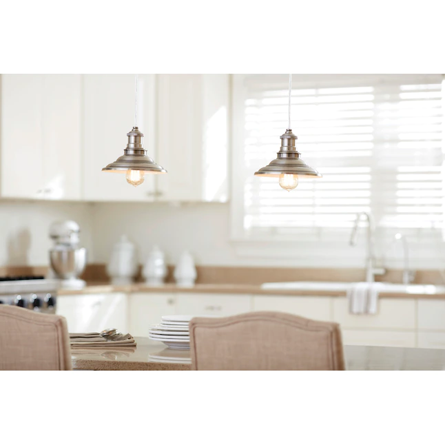 allen + roth  Hainsbrook Antique Pewter Rustic Cone Mini Pendant Light