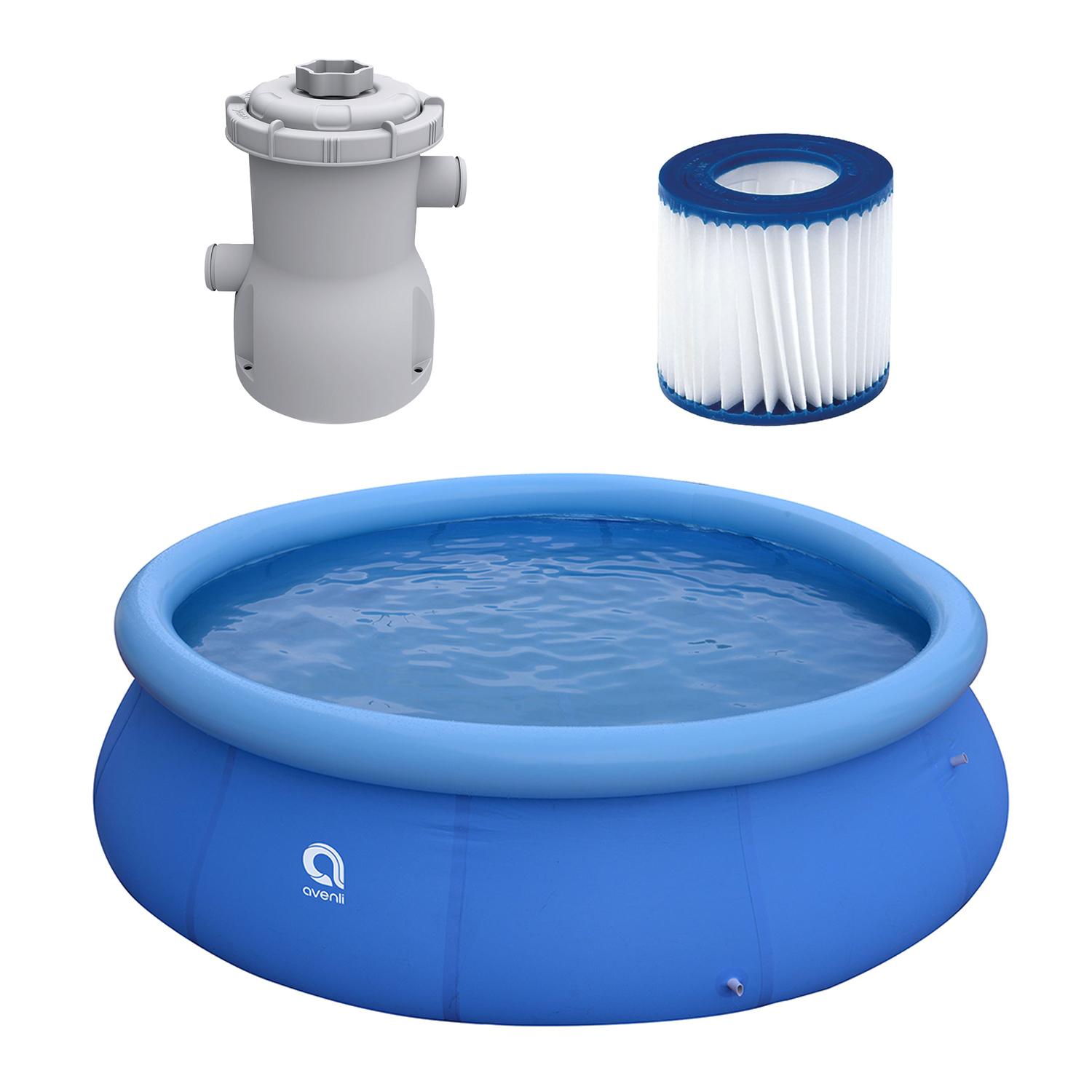 JLeisure 12 Ft x 30″ Inflatable Pool Bundle w/ Filter Cartridge & Pump