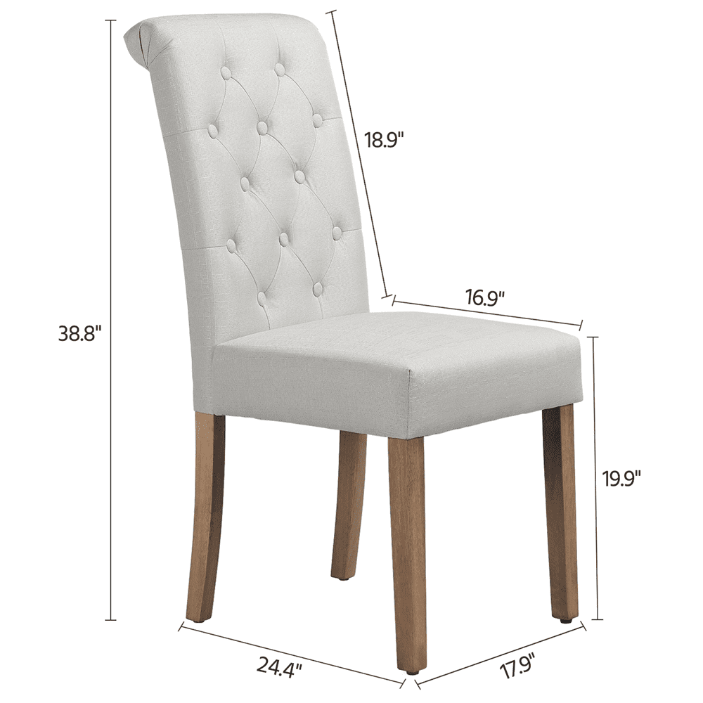 Alden Design Tufted Upholstered High Back Parson Dining Chair. Set of 2. White
