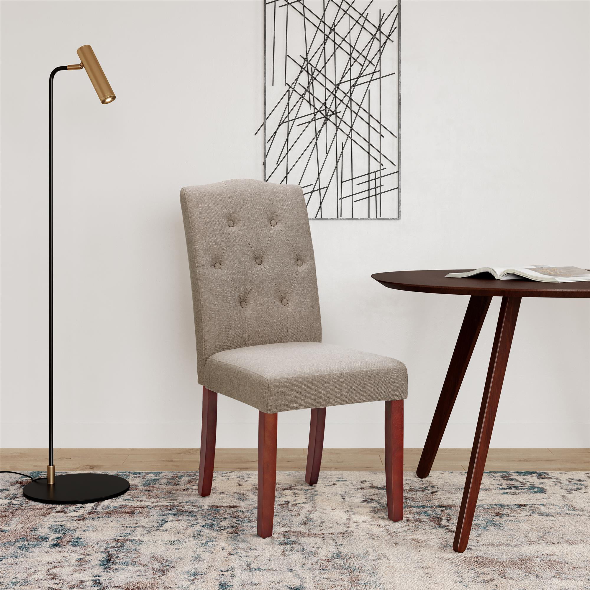 Better Homes and Gardens Parsons Upholstered Tufted Dining Chair.Taupe