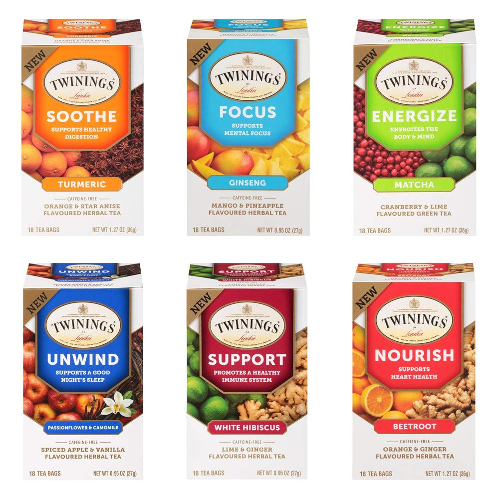 Twinings of London Focus Mental Support Ginseng. 18 Count. Pack of 6