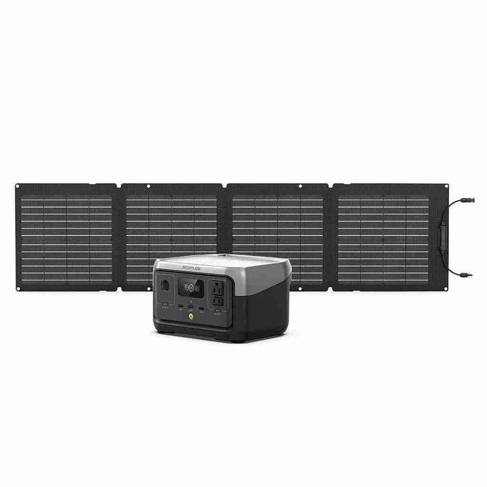 EcoFlow  300-Watt Continuous/600-Watt Peak Output RIVER2 Push-Button Start Power Station w/110W Solar Panel for Outdoor & Indoor