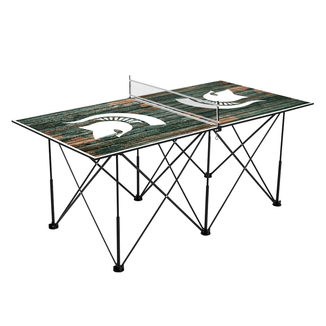 Michigan State Spartans 6′ Weathered Design Pop Up Table Tennis Set