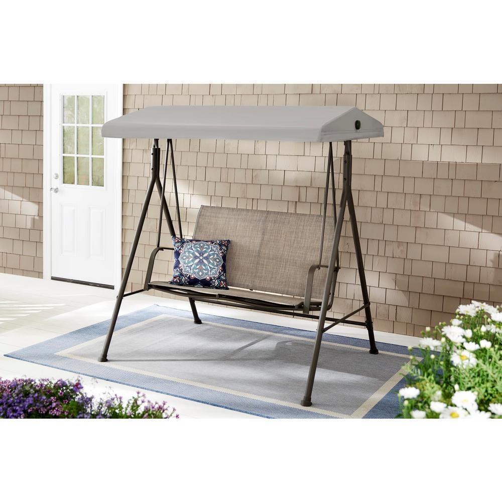 StyleWell GSS00224BRB Mix and Match 2-Person Steel Sling Dark Taupe Outdoor Patio Swing in Taupe