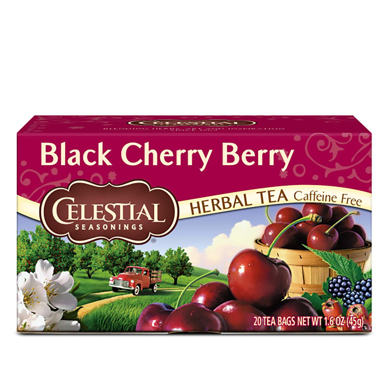 Celestial Seasonings Herbal Tea. Black Cherry Berry. Caffeine Free. 20 Tea Bags. 1.6 Ounce (Pack of 6)