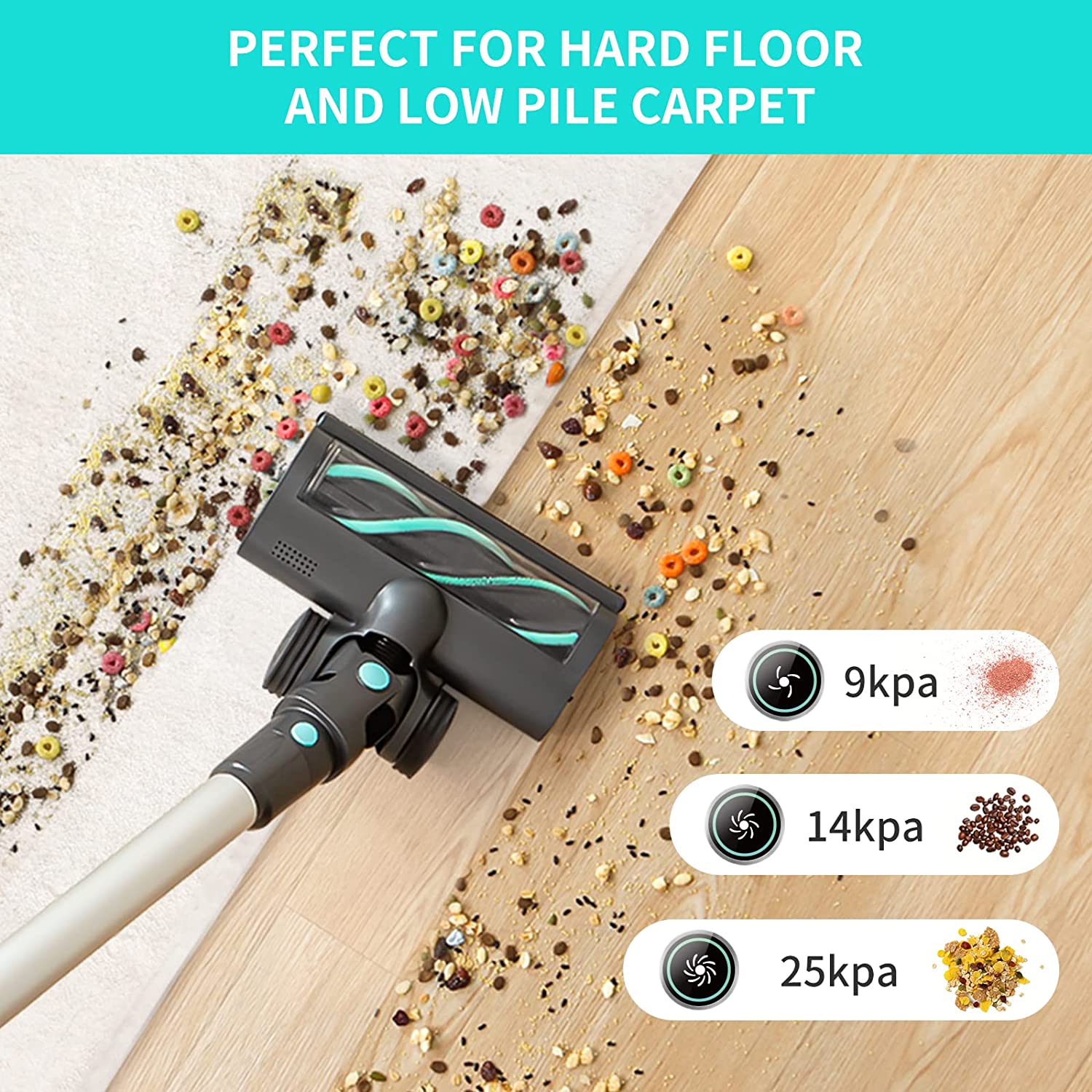 Belife V11 Cordless Vacuum Cleaner. Stick Vacuum with 25Kpa Powerful Suction. 380W Brushless Motor. LED Display. 6 in 1 Lightweight Handheld Vacuum for Hard Floor Carpet Car Pet Hair