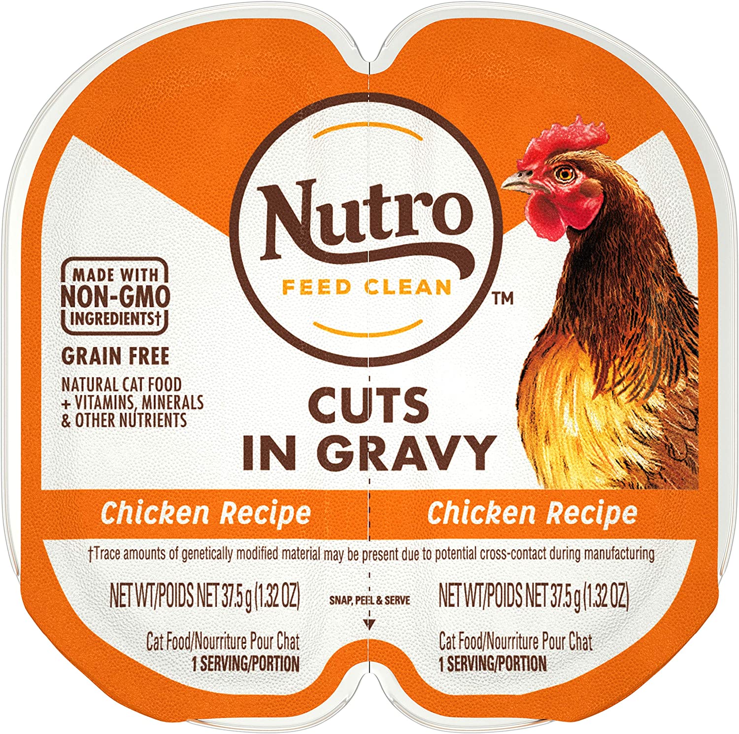 Nutro Perfect Portions Grain-Free Cuts in Gravy Chicken Recipe Cat Food Trays 2.65-oz case of 24 twin-packs
