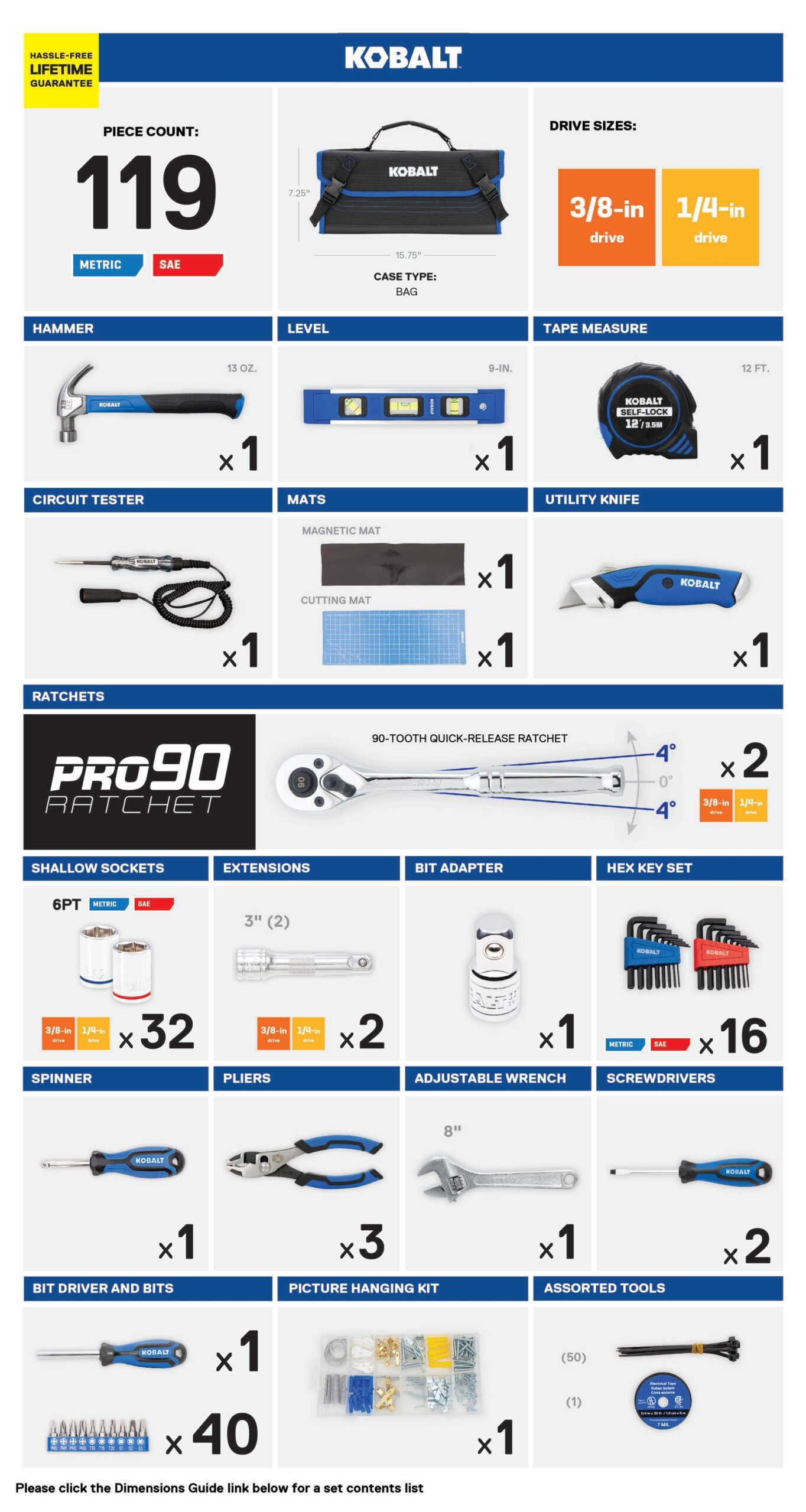 Kobalt 119-Piece Household Tool Set with Soft Case