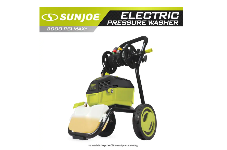Sun Joe SPX4601 3000 PSI MAX 1.30 GPM 14.5 Amp High Performance Electric Pressure Washer with Hose Reel