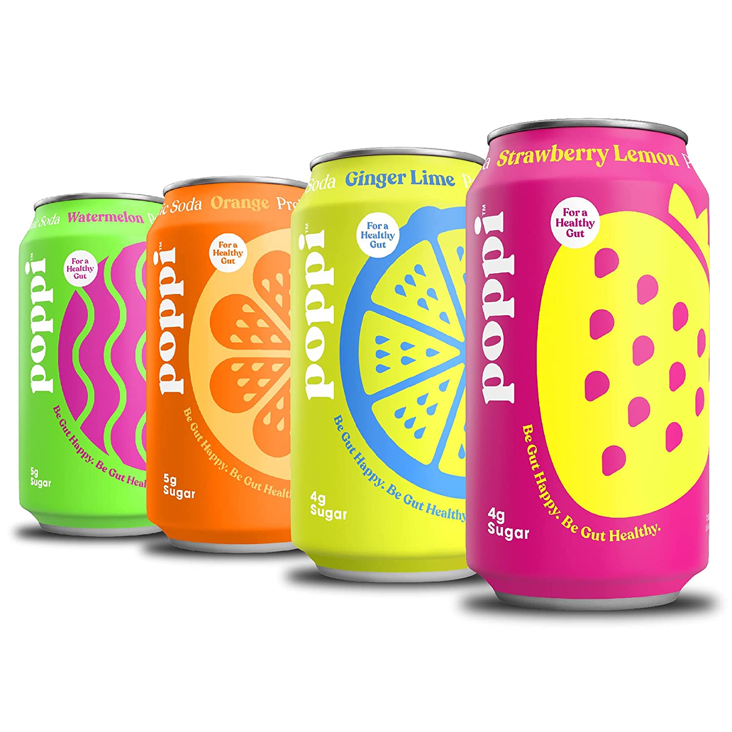 POPPI Sparkling Prebiotic Soda. Seltzer Water & Juice. Beach Party. (12 Pack)