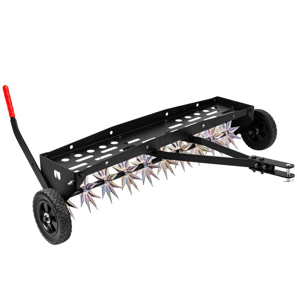 Unbranded LTA-003A-HD 40 in. Tow Behind Spike Aerator with Galvanized Steel Tines. Outdoor Durable Lawn Aerator Soil Penetrator Spikes Tractor